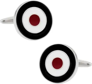 Cuff-Daddy Bold Red White And Blue Bulls Eye Enamel Cufflinks for Men with Presentation Gift Box & Handmade Cufflinks & Shirt Accessories Cuff Link Men Fashion Unique Enamel Studs Storage Travel Box