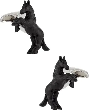 Cuff-Daddy Bucking Bronco Horse Cufflinks Hand Painted with Travel Presentation Gift Box