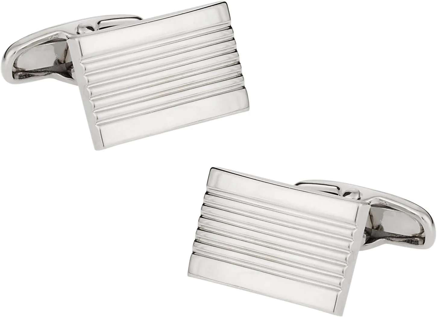 Cuff-Daddy Classic Lined Silvertone Cufflinks with Presentation Box