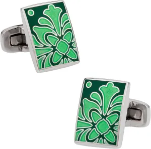 Cuff-Daddy Foliage Green Cufflinks with Presentation Gift Box | Luxurious Organic Nature Cuff Links Wedding Gift Idea Business with Travel Box