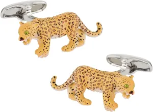 Cuff-Daddy Leopard Cufflinks Painted with Travel Presentation Gift Box