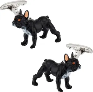 Cuff-Daddy Painted French Bulldog Cufflinks with Travel Presentation Gift Box