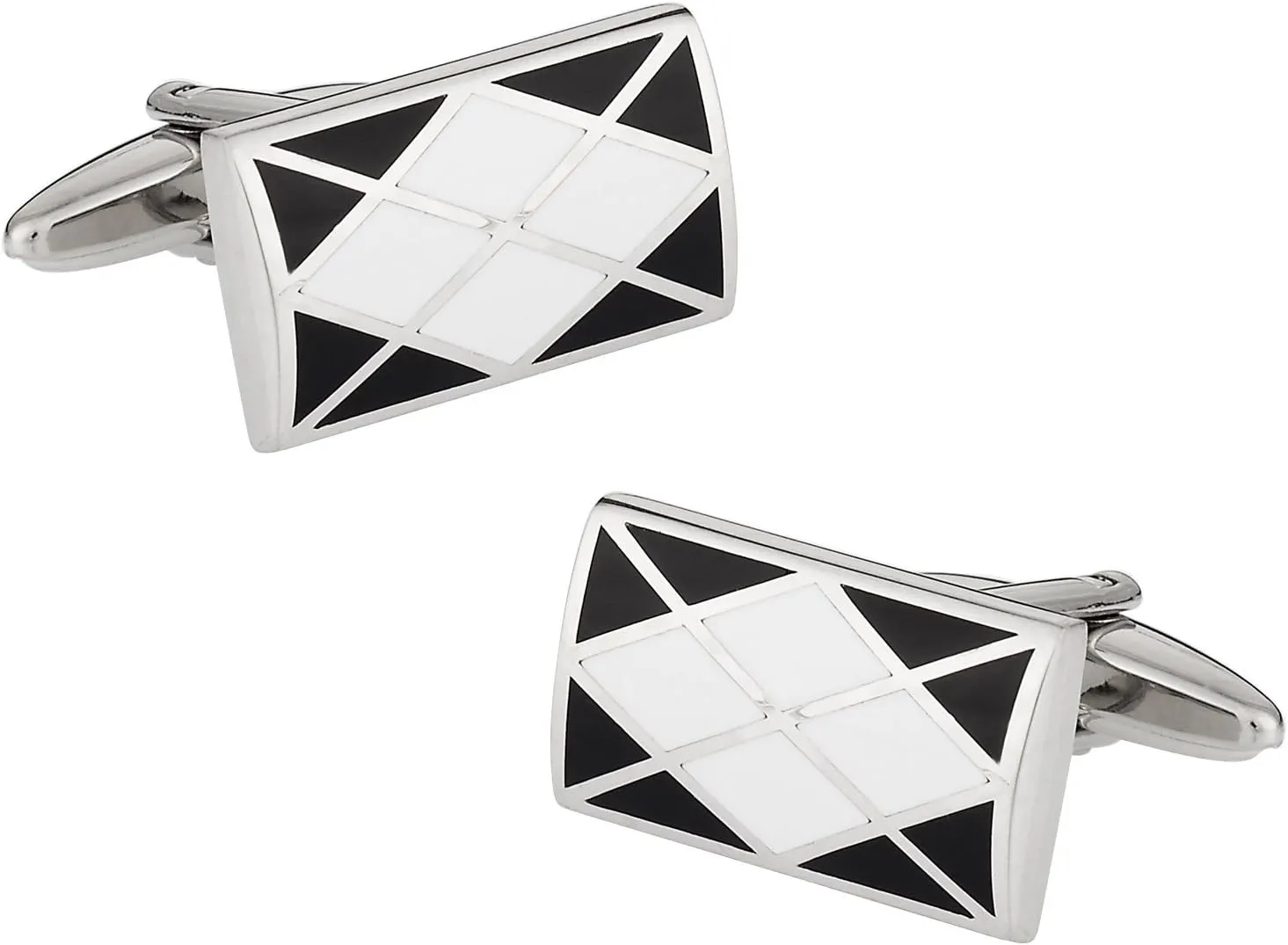 Cuff-Daddy Preppy Argyle Cufflinks in Black White with Presentation Box