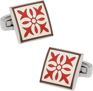 Cuff-Daddy Rich Red White Enamel Cufflinks with Presentation Box