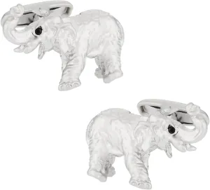 Cuff-Daddy Silver Elephant Cufflinks with Travel Presentation Gift Box
