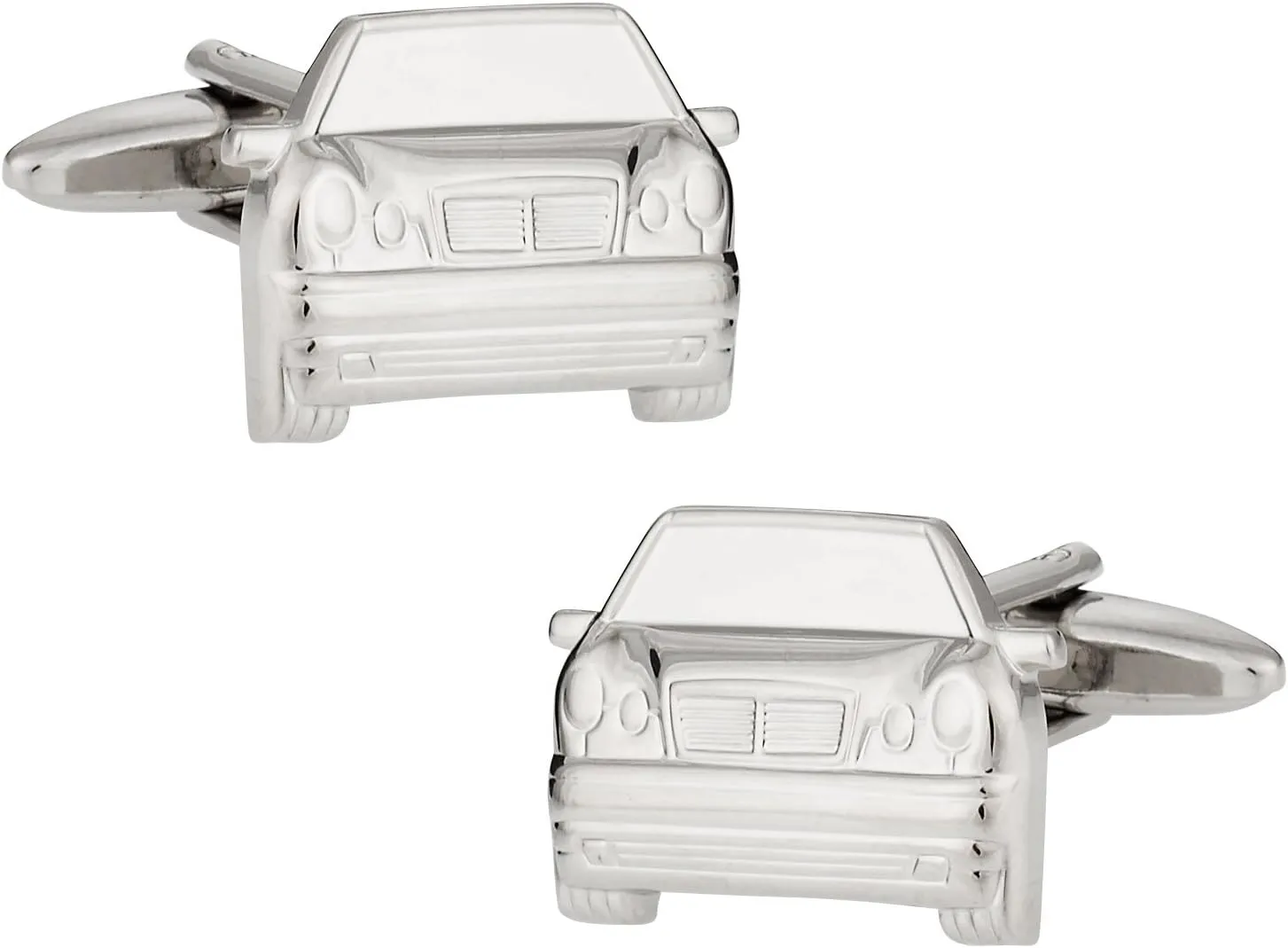 Cuff-Daddy Silver Tone Luxury Run Car Automotive Suit Cufflinks for Men with Presentation Idea Box French Dress Shirts Wedding Unique Business Attire Polished Design Cuff Links Special Occasions
