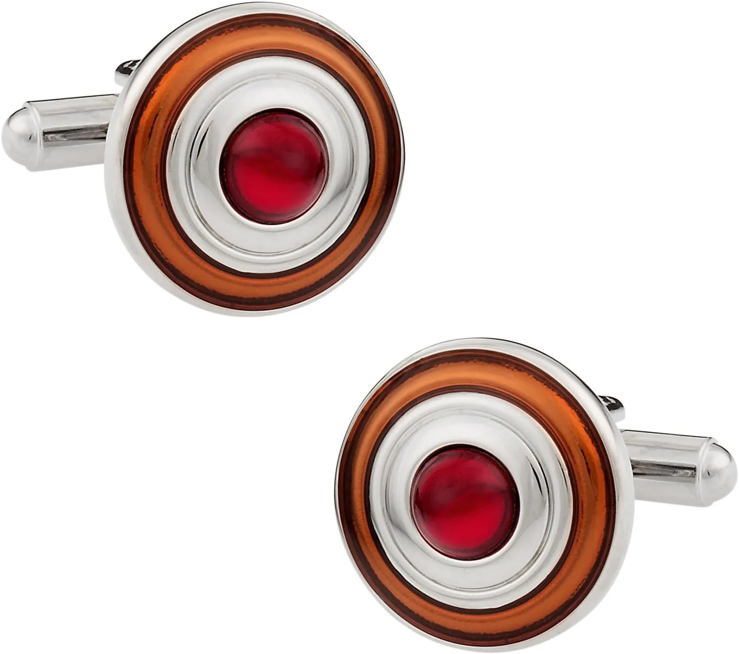 Cuff-Daddy Unique Orange & Red Round Enamel Cufflinks for Men with Presentation Gift Box Handmade Cufflinks & Shirt Accessories French Shirts Cuff Link Men Fashion Unique Round Enamel Shirt Studs