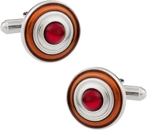 Cuff-Daddy Unique Orange & Red Round Enamel Cufflinks for Men with Presentation Gift Box Handmade Cufflinks & Shirt Accessories French Shirts Cuff Link Men Fashion Unique Round Enamel Shirt Studs