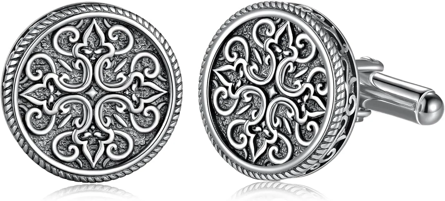 Cuff Links Mens 925 Sterling Silver Cross Cufflinks for Men Vintage Tuxedo Cuff Links Business Wedding Father's Day Jewelry Gifts for Men Father Husband