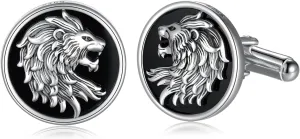 Cuff Links Mens 925 Sterling Silver Lion Cufflinks for Men Tuxedo Cuff Links Business Wedding Father's Day Jewelry Gifts for Men Father Husband