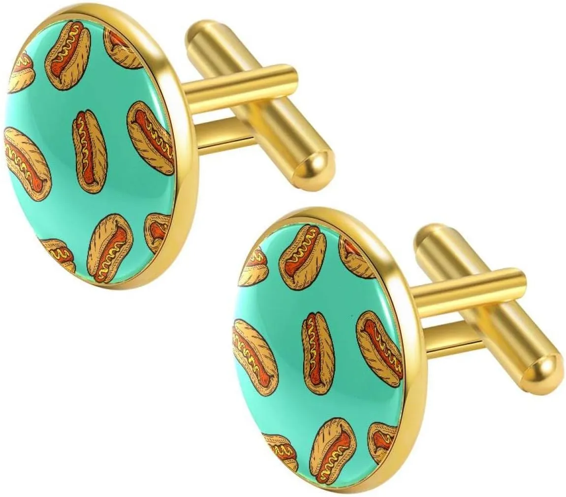 Cufflinks for Men Set Unique, Coral Blue Gold Stainless Steel Cufflinks for Tuxedo Shirts Business Wedding, Personalized Gift
