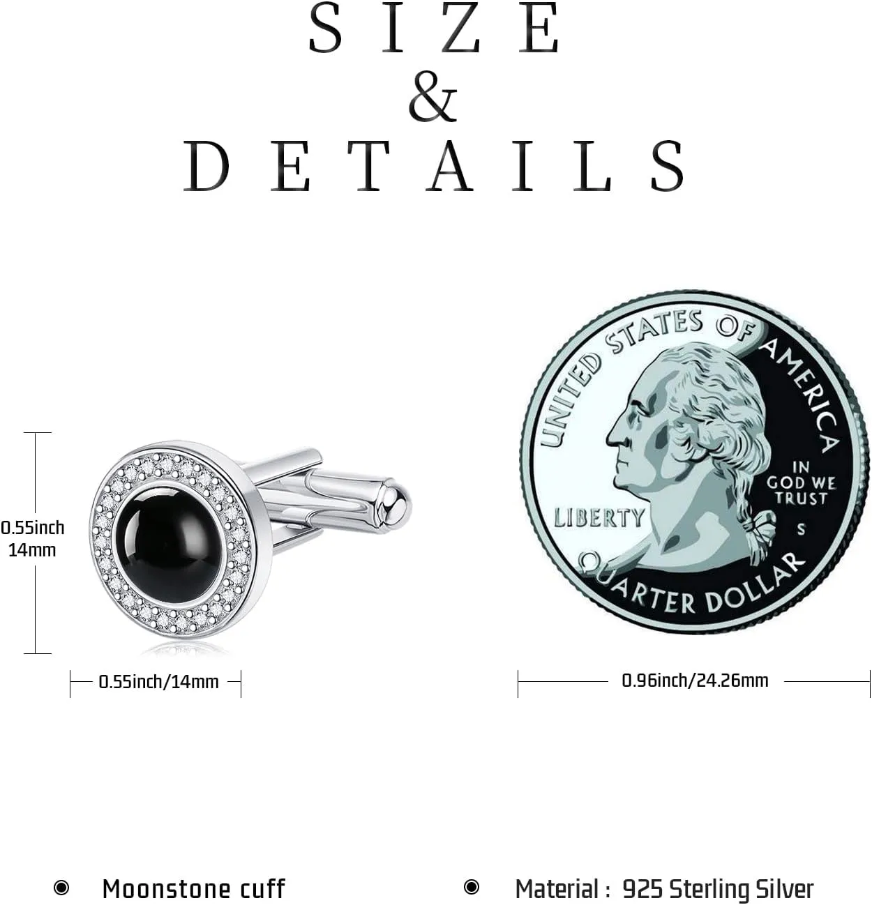 Cufflinks for Men Sterling Silver Cufflinks Tuxedo Studs Jewelry Gifts for Husband Father
