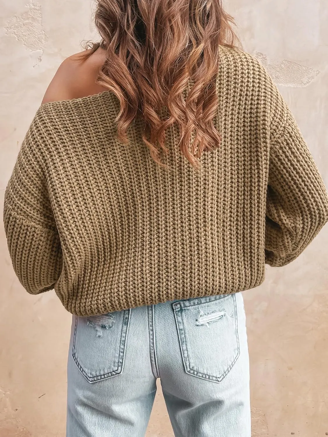CUPSHE Womens Cable Knit One Shoulder Pullover Sweater Mock Neck Cutout Drop Long Sleeve Causal Jumper Top