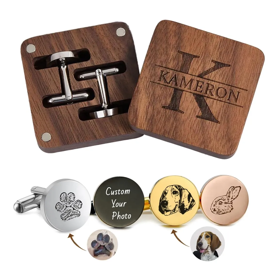 Custom Portrait Photo Cuff Links, Memorial Personalized Clothes Accessories Gifts for Father of Bride Husband Groom Groomsmen Wedding Gift