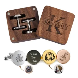 Custom Portrait Photo Cuff Links, Memorial Personalized Clothes Accessories Gifts for Father of Bride Husband Groom Groomsmen Wedding Gift