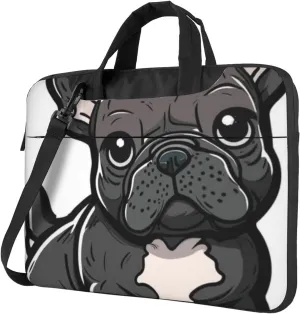 Cute French Bulldog Animal Practical 13-15.6 Inch Laptop Bag For Man And Women, Computer Messenger Bag, Trendy Shoulder Strap Design