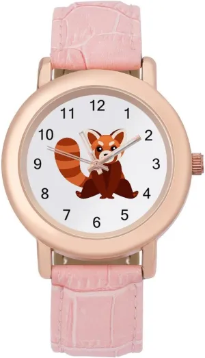 Cute Red Panda Classic Watches for Women Funny Graphic Pink Girls Watch Easy to Read
