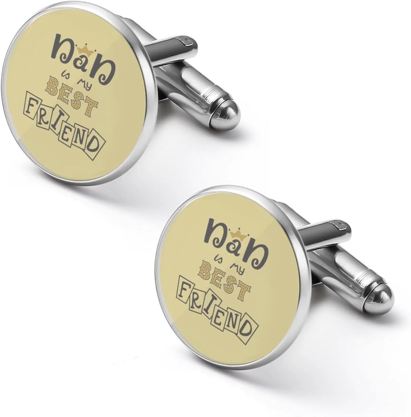 Dad Best Friend Cufflinks for Men Round Cuff Links Tuxedo Shirts for Business Wedding Formal Suit