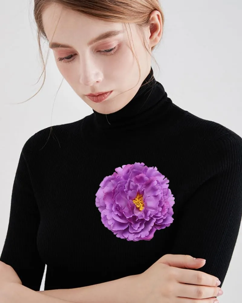 Dainty Big Peony Flower Brooches Pins Flowers Brooch Classic for Wedding Party Dance Banquet for Women Lapel Pins Dress Suit Clothes Accessories Jewelry Valentine's Day Christmas Gifts 120mm