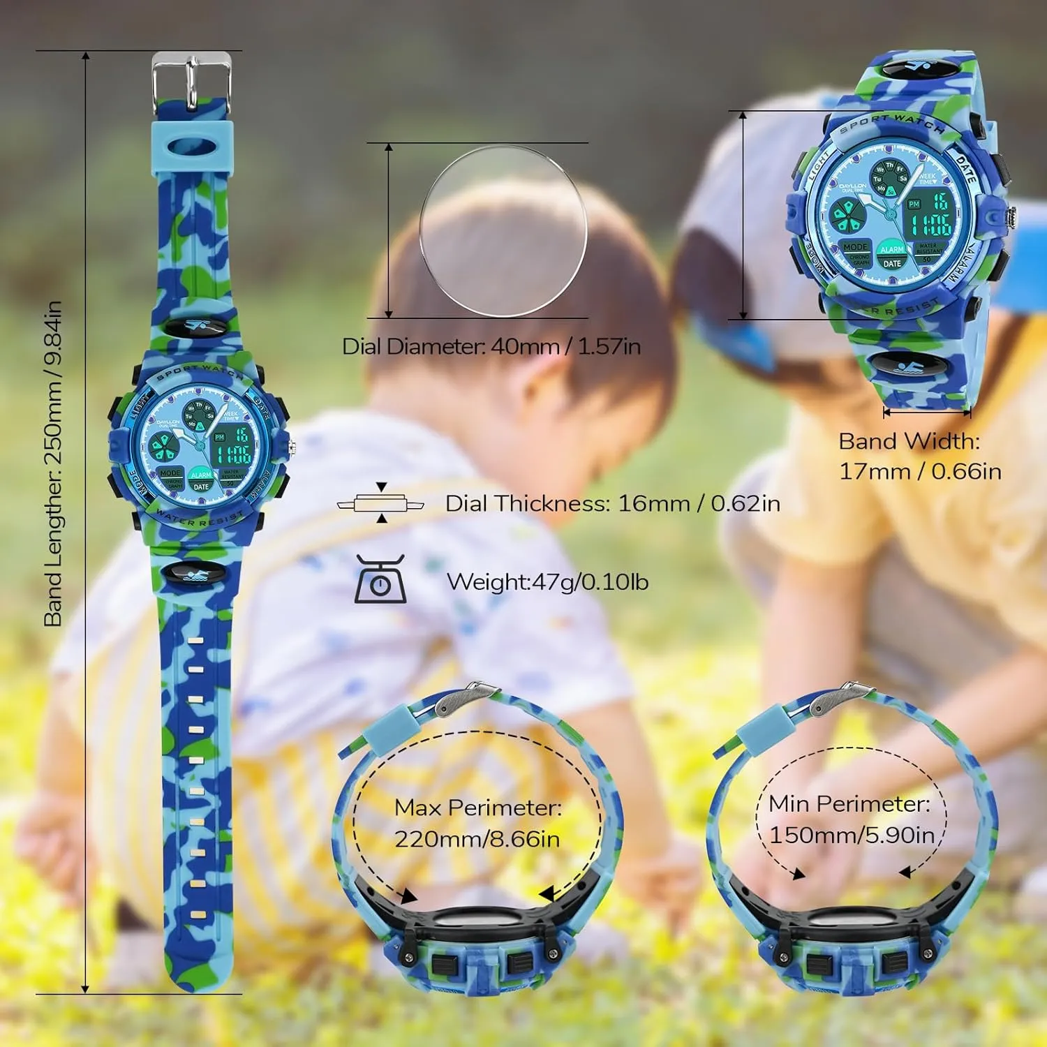 Dayllon Watches for Kids,Boys Watches Ages 5-15,Analog Digital Watch for Kids