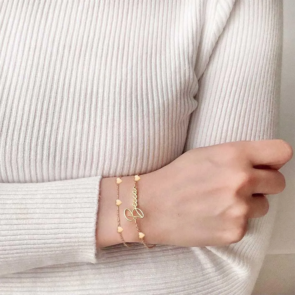 DayOfShe Personalized Name Ankle Bracelet for Women 18k Real Gold Plated Layered Name Anklets Beach Anklets Accessories for Vacation