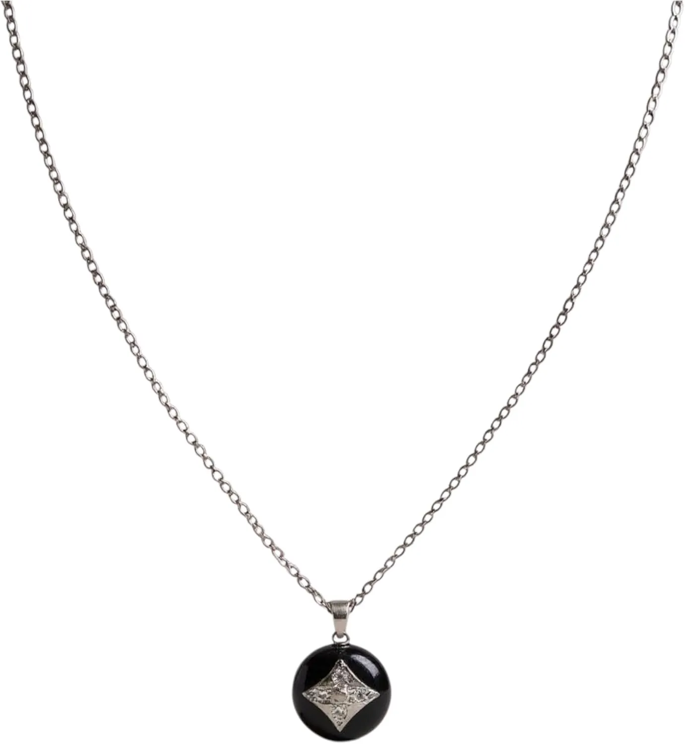 DeepSage CLOVER NECKLACE - Elegant Dual-Tone Pendant Necklace - Black and White Enamel Circle with Crystal Star Design, Gold & Silver Plated Chain