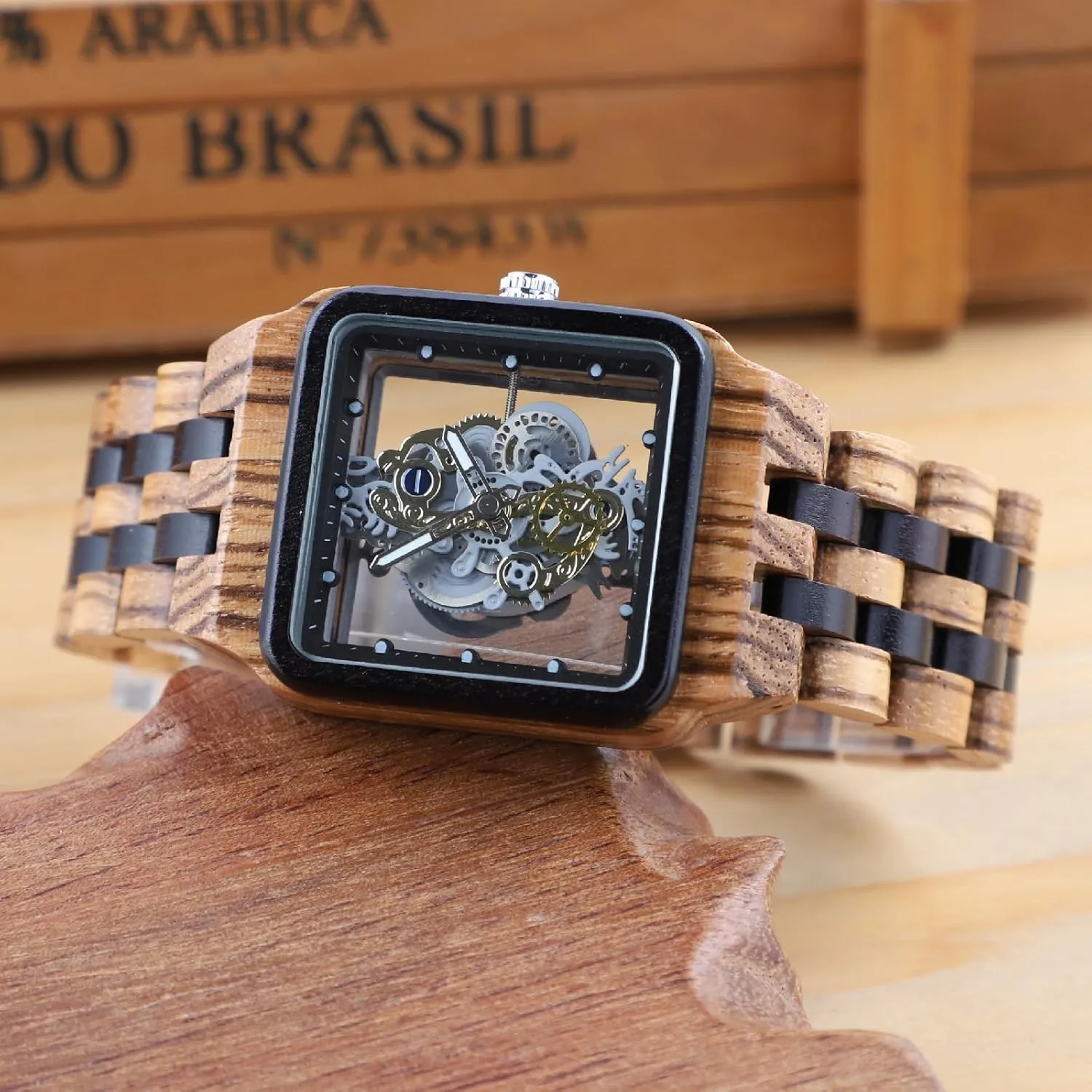 Dentily Men's Wooden Watch Lightweight Wooden Mens Watches Analog Quartz Wood Watches for Men