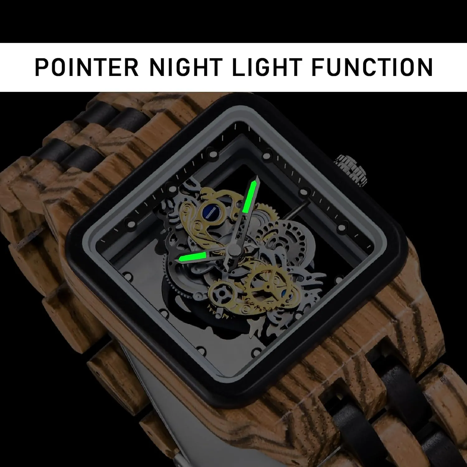 Dentily Men's Wooden Watch Lightweight Wooden Mens Watches Analog Quartz Wood Watches for Men