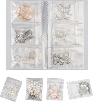 DesignSter Jewelry Storage Book, Earring Organizer Book, Jewelry Storage Bag Thicken Anti-Oxidation, Jewelry Travel Organizer (84Grids 50pcs Ziplock Bags)