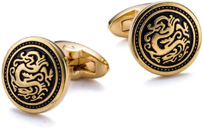 Dragon Cufflinks for Men, Norse Viking Dragon Cufflinks, Celtic Dragon Totem Enamel Cuff Links, Dragon Shirt Tuxedo Cufflinks, Punk Animal Cufflinks French Cufflinks, Best Man Wedding Cufflinks