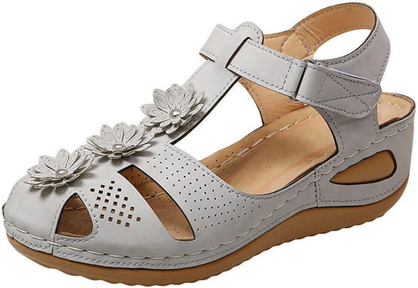 Eduavar Shoes for Women Sandals Dressy, Sandals for Women Casual Summer Close Toed Sandals Ankle Strap Wedge Sandals Shoes