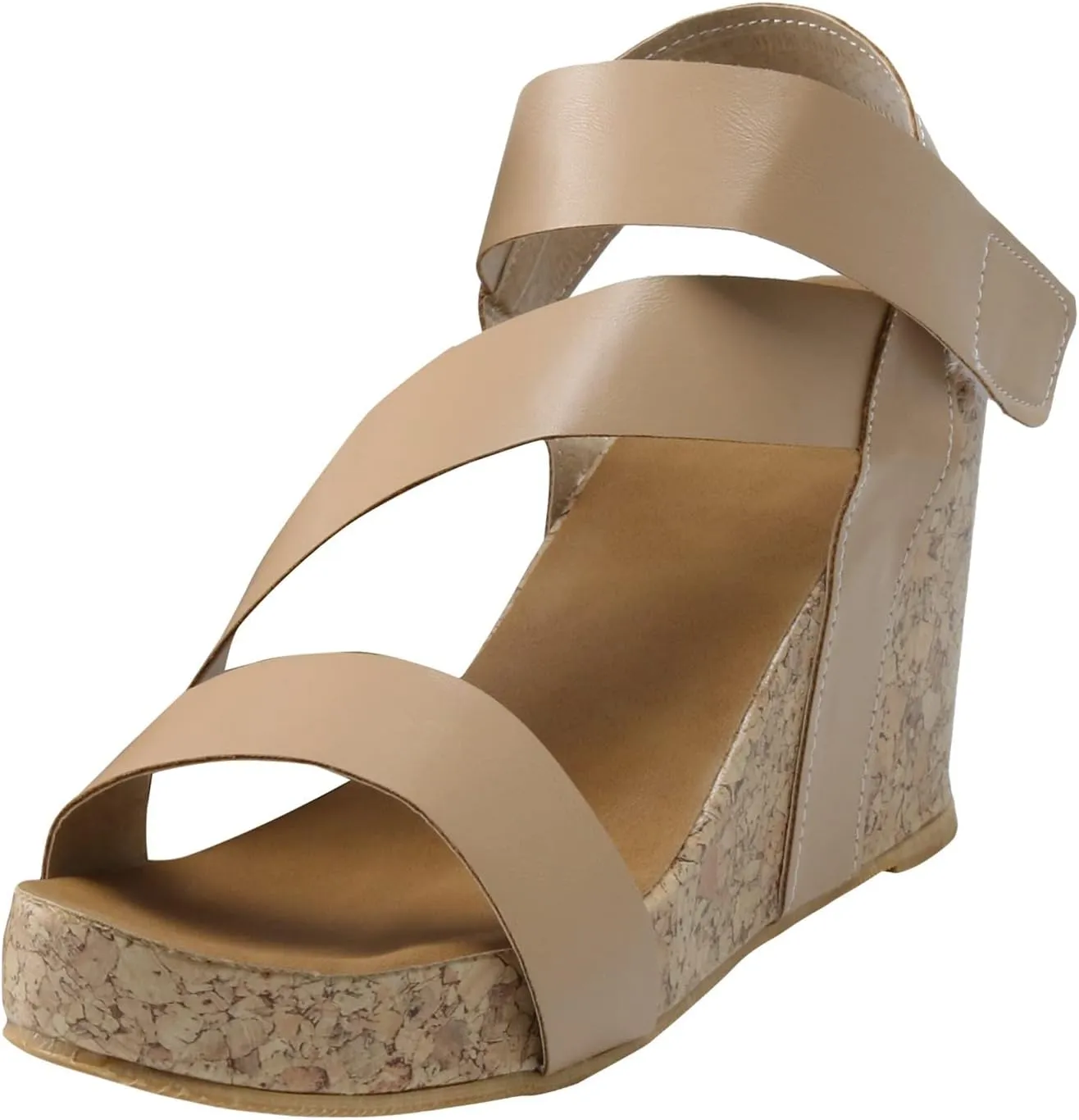 Eduavar Summer Sandals for Women, Sandals for Women Dressy Leather Wedge Platform Sandals Open Toe Sandals Shoes