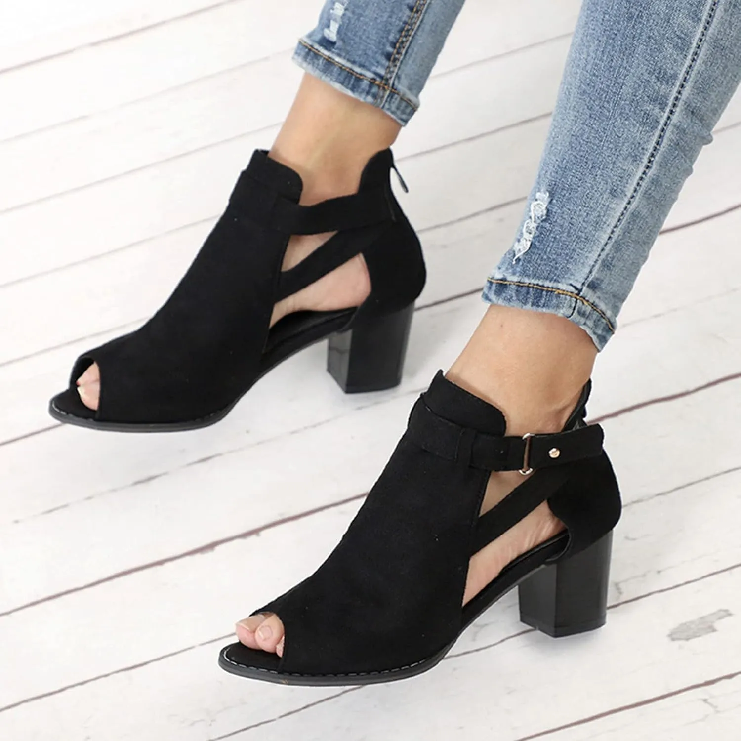 Eduavar Women's Heeled Sandals, Sandals for Women Dressy Summer Leather Sandals Casual Open Toe Chunky Low Heel Sandals