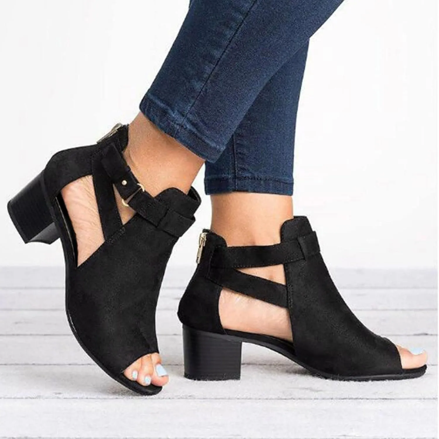 Eduavar Women's Heeled Sandals, Sandals for Women Dressy Summer Leather Sandals Casual Open Toe Chunky Low Heel Sandals