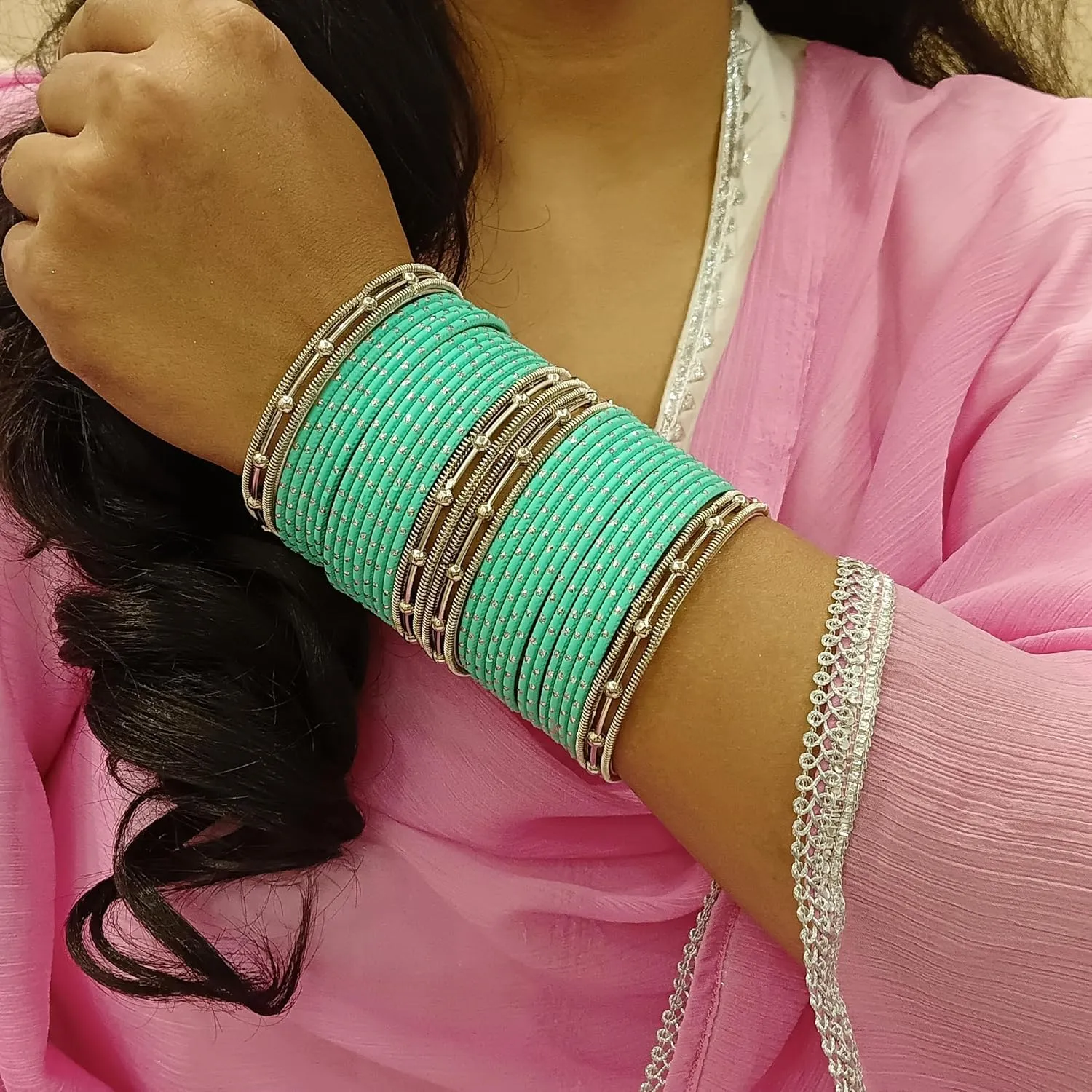 Efulgenz Indian Antique Bangle Bracelet Set for Women Multi Layer Metal Ball Bangles Dotted TextuMatte Metal Bangles Bohemian Bracelet Set Bangles Fashion Statement Jewelry for Women.