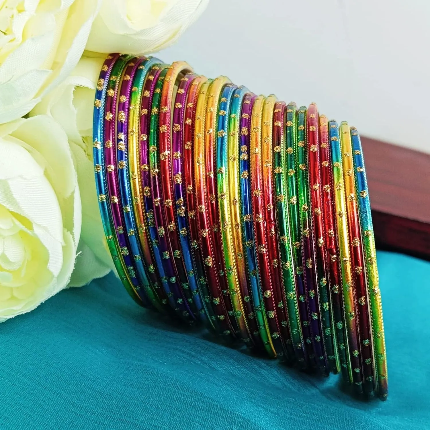 Efulgenz Indian Bangles for Women Bollywood Indian Bangles Set Plain Metal Bangle Bracelets Bridal Wedding Fashion Jewelry (24 Pcs)