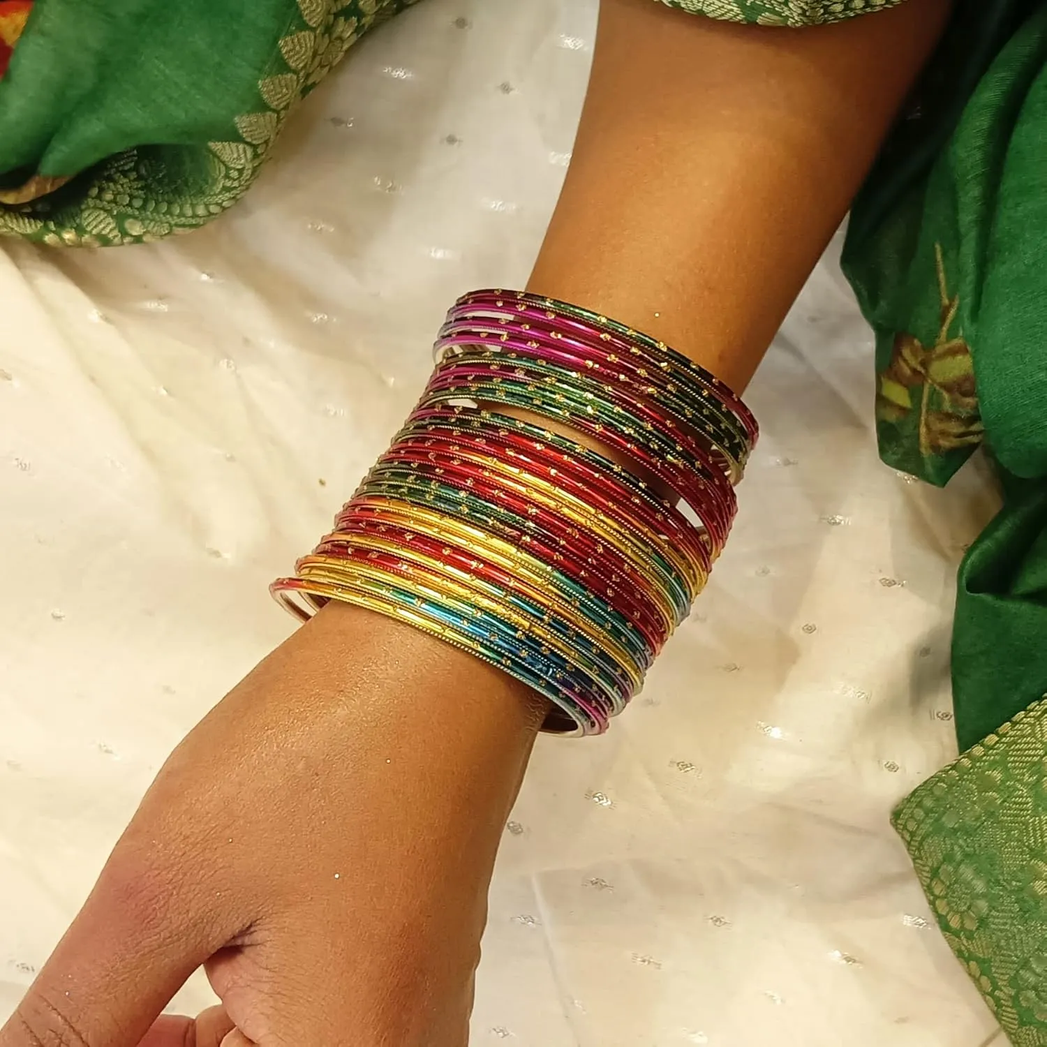 Efulgenz Indian Bangles for Women Bollywood Indian Bangles Set Plain Metal Bangle Bracelets Bridal Wedding Fashion Jewelry (24 Pcs)