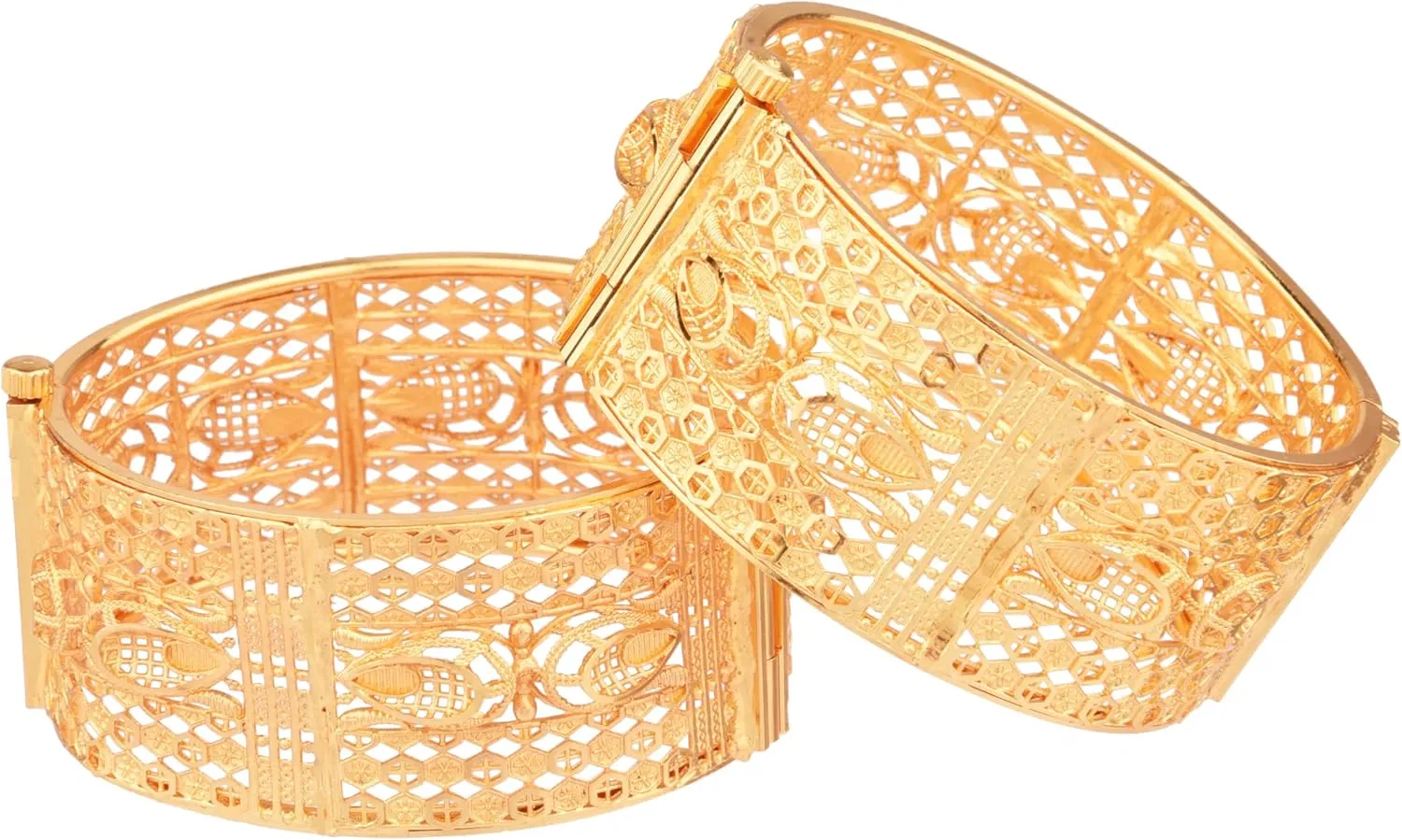 Efulgenz Indian Bangles for Women Indian Bangle Set Gold Tone Plain Glossy Engraved Hinge Openable Big Bracelet Bangle Jewelry for Women