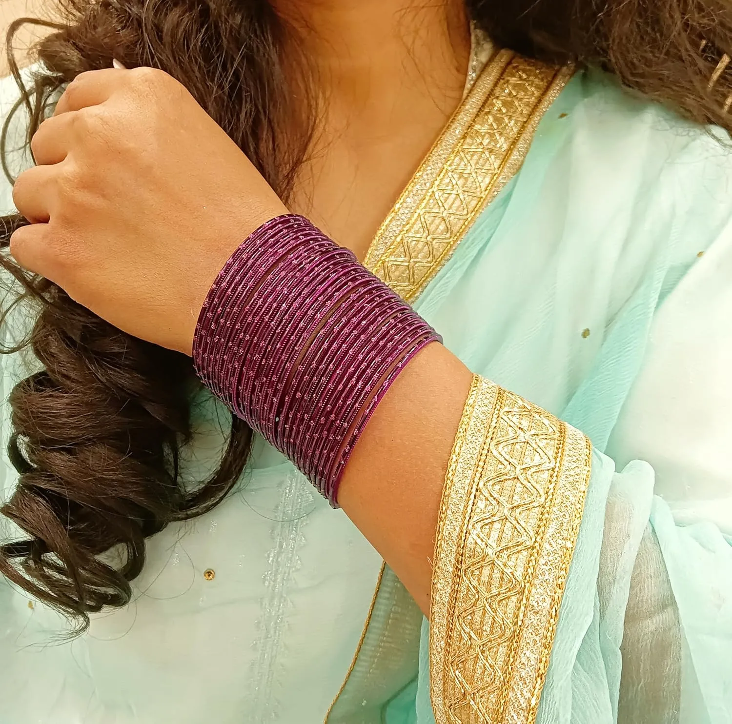 Efulgenz Indian Bangles for Women Indian Bangles Set Bollywood Plain Metal Bangle Bracelets Costume Jewelry for Women