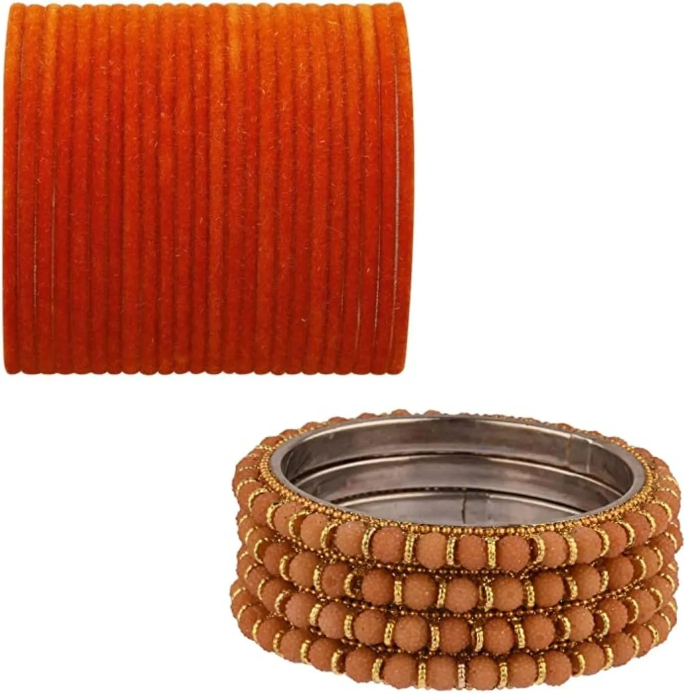 Efulgenz Indian Bangles for Women Indian Bangles Set Bollywood Plain Metal Velvet Faux Pearl Bangle Bracelets Wedding Bridal Fashion Jewelry