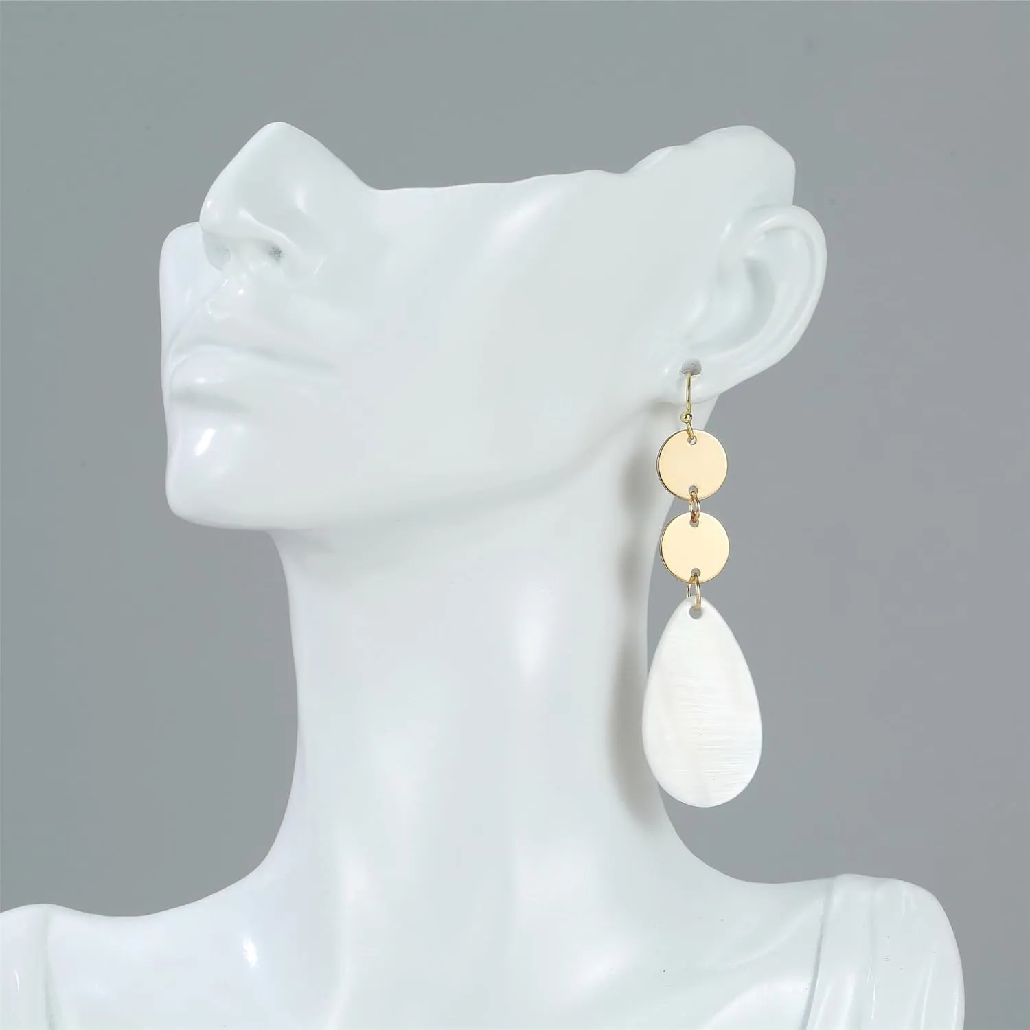 Elegant Long Tear drop Earrings for Women Sparkly Silver Gold Plated Accent Shell Beads Dangle Earrings