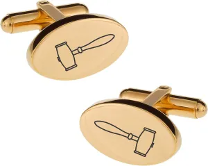 Engraved Stainless Steel Gold Gavel Cufflinks for Judges - Ships from USA