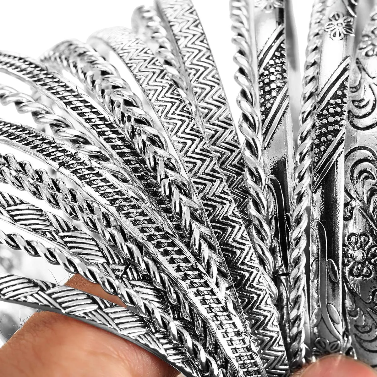 Ensoul Flower Mixed Metal Aztec African Indian Vintage Bangle&Bracelets for Women Set of 19/2.68" Dia