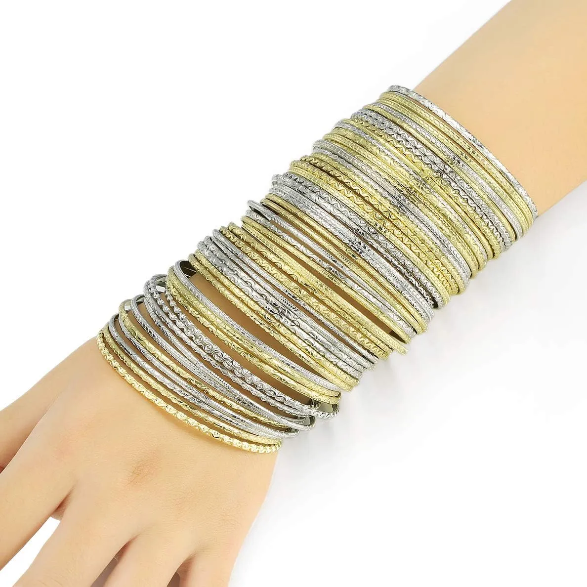 Ensoul Flower Mixed Metal Aztec Multi Bangle Set of 50