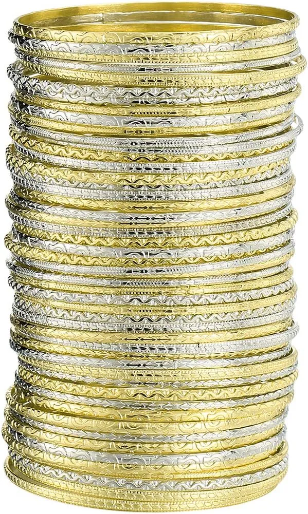 Ensoul Flower Mixed Metal Aztec Multi Bangle Set of 50