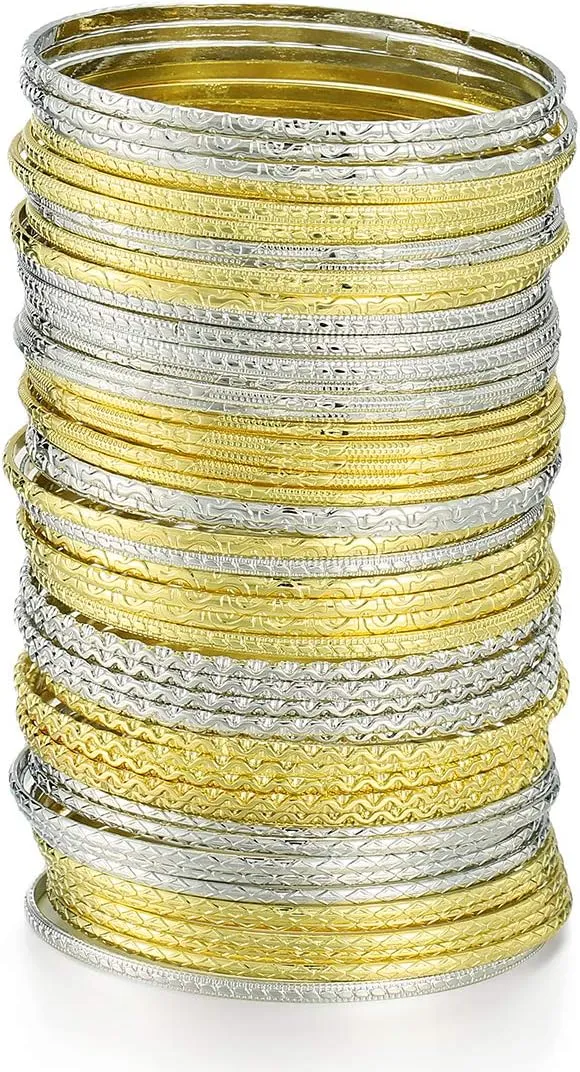 Ensoul Flower Mixed Metal Aztec Multi Bangle Set of 50