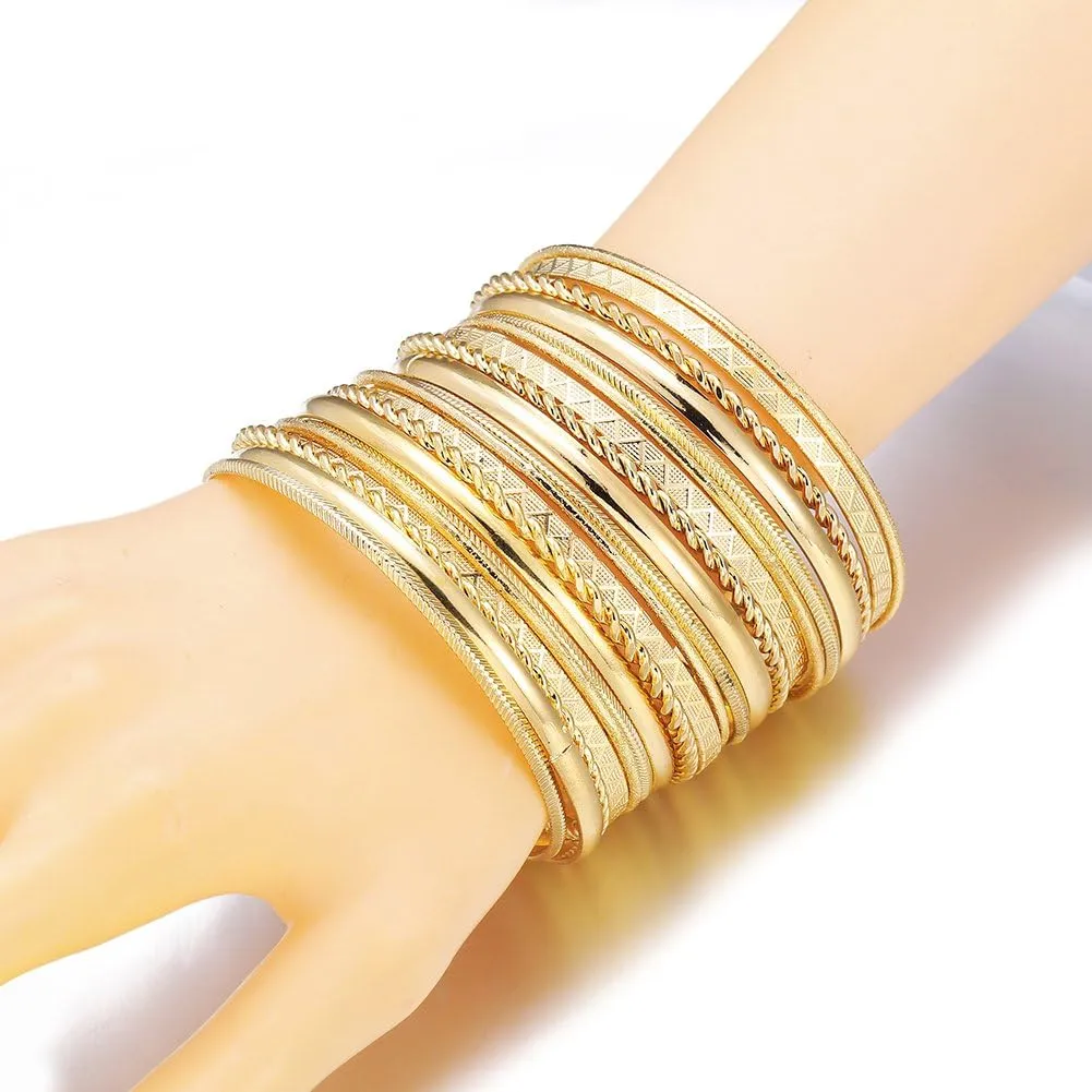 Ensoul Multiple Metal Bracelets & Bangles Set for Women Luxury 20Pcs/Set 2.68 Diameter.