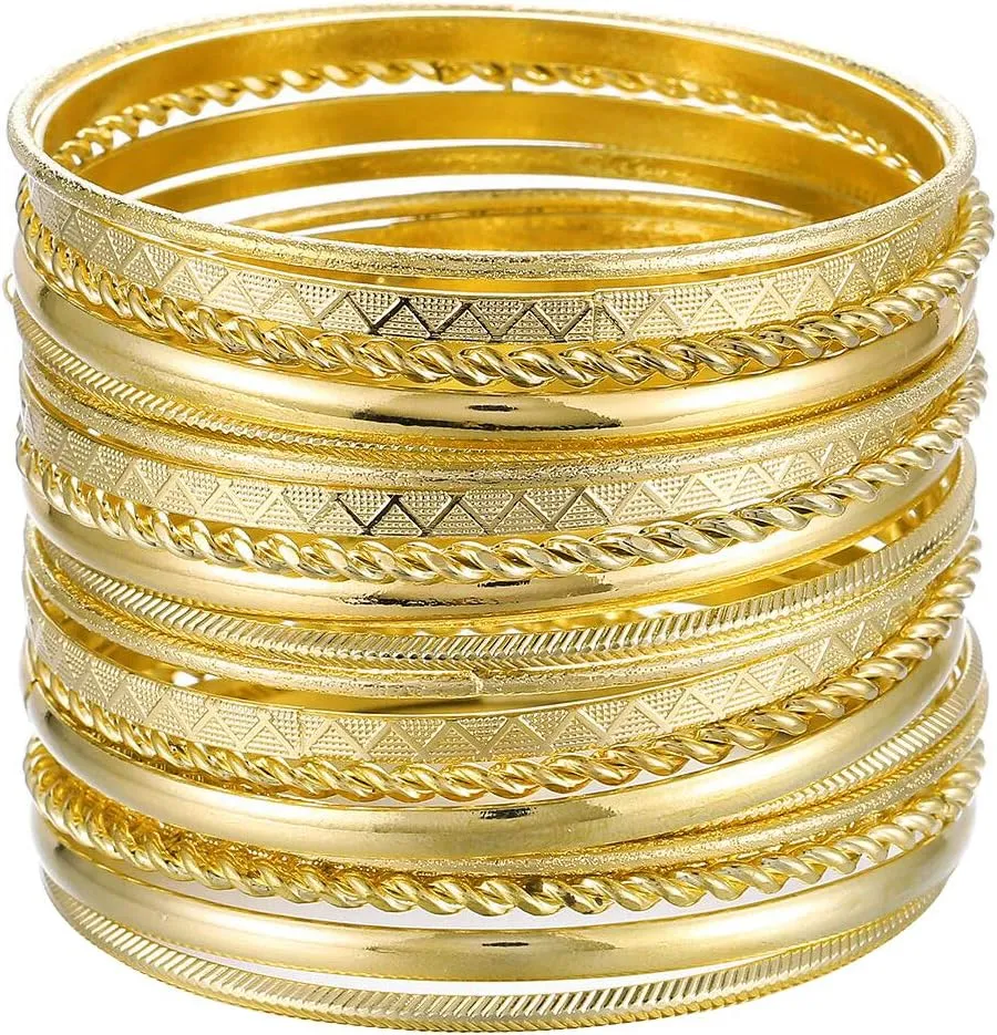 Ensoul Multiple Metal Bracelets & Bangles Set for Women Luxury 20Pcs/Set 2.68 Diameter.