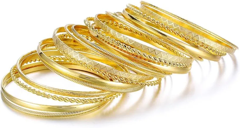 Ensoul Multiple Metal Bracelets & Bangles Set for Women Luxury 20Pcs/Set 2.68 Diameter.