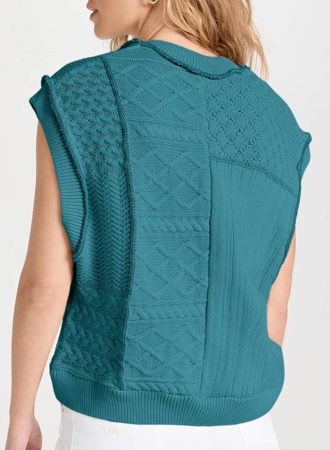 EVALESS Women's Sweater Vests Summer Cap Sleeve Crewneck Sleeveless Knitted Crochet Tops Trendy 2025